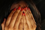 Angst Terror Versteckt Hände Schande